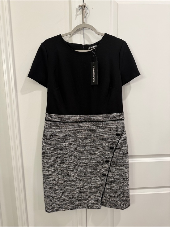 Karl Lagerfeld Dresses & Skirts - Karl Lagerfeld - Black Dress with Tweed Skirt